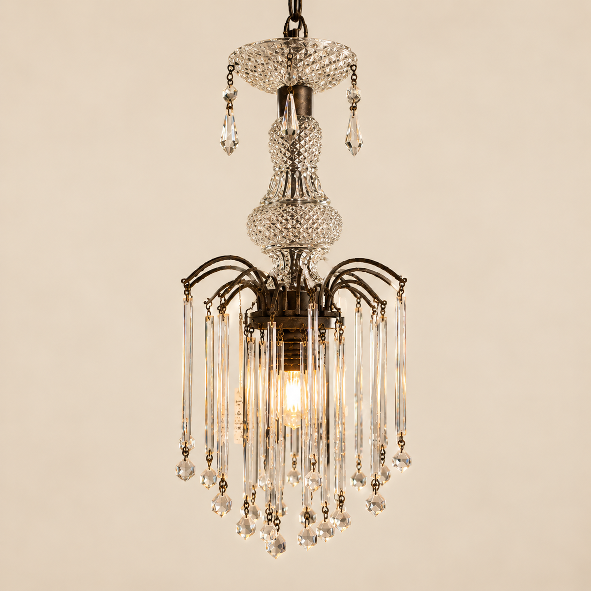 Small Hanging bubble Glass with Long Crystal Chandelier