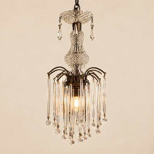 Small Hanging bubble Glass with Long Crystal Chandelier