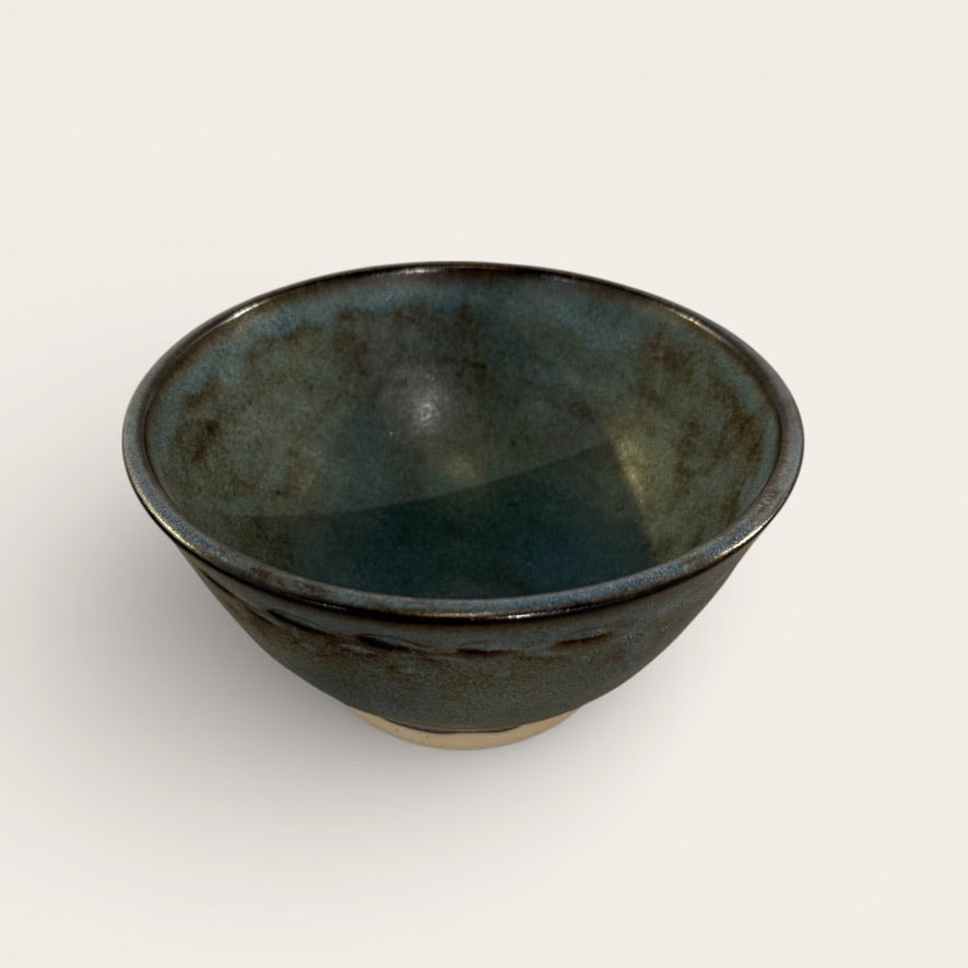 ap pottery engraved blue stone matte bowl