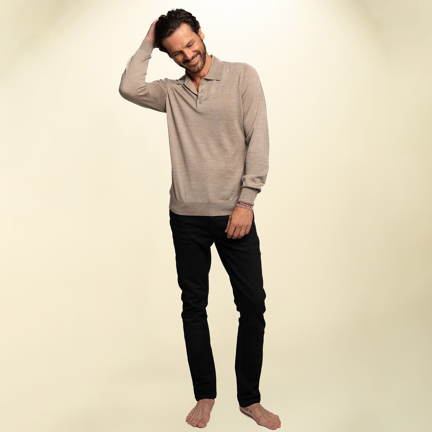 Men’s Italian Renewed Superfine Cashmere Polo Sweater
