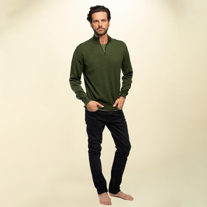 Men’s Italian Renewed Cashmere Zip Henley Sweater