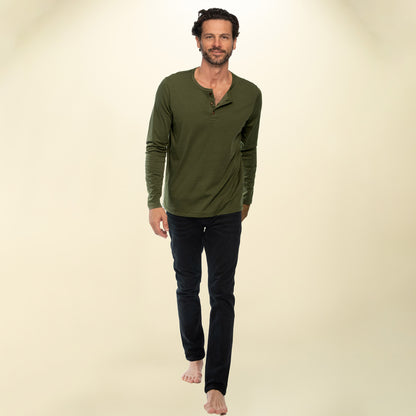 found. Men's Organic Cotton Long Sleeve Button Henley Tee