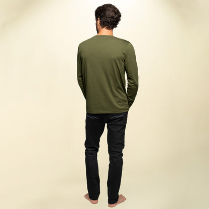 found. Men's Organic Cotton Long Sleeve Button Henley Tee