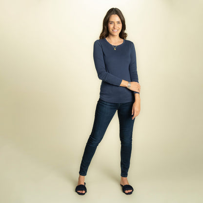 found. Women's Organic Cotton  Long Sleeve Fitted Crew