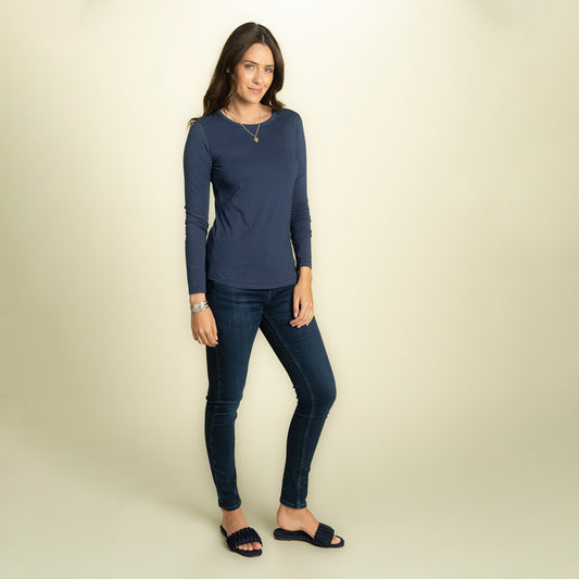 found. Women's Organic Cotton  Long Sleeve Fitted Crew