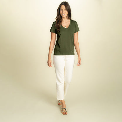 found. Women's Organic Cotton Short Sleeve Relaxed V-neck Tee