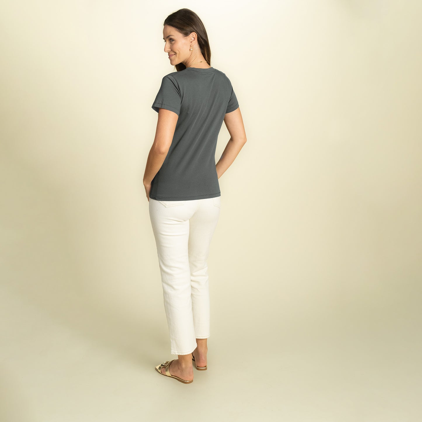 found. Women's Organic Cotton Short Sleeve Relaxed V-neck Tee