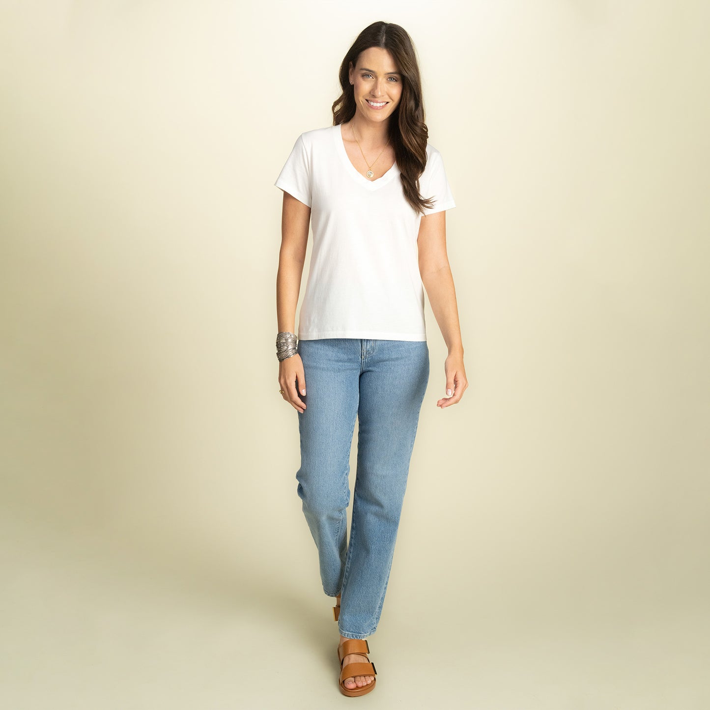 found. Women's Organic Cotton Short Sleeve Relaxed V-neck Tee