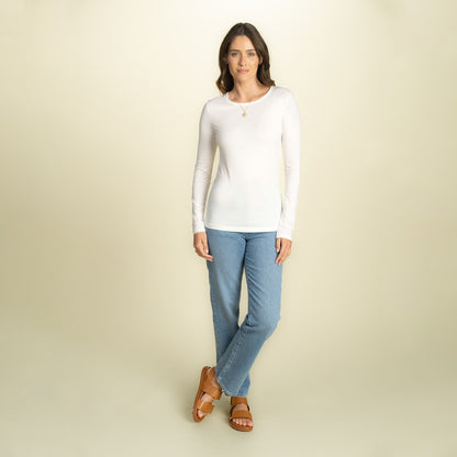 found. Women's Organic Cotton  Long Sleeve Fitted Crew