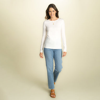 found. Women's Organic Cotton  Long Sleeve Fitted Crew