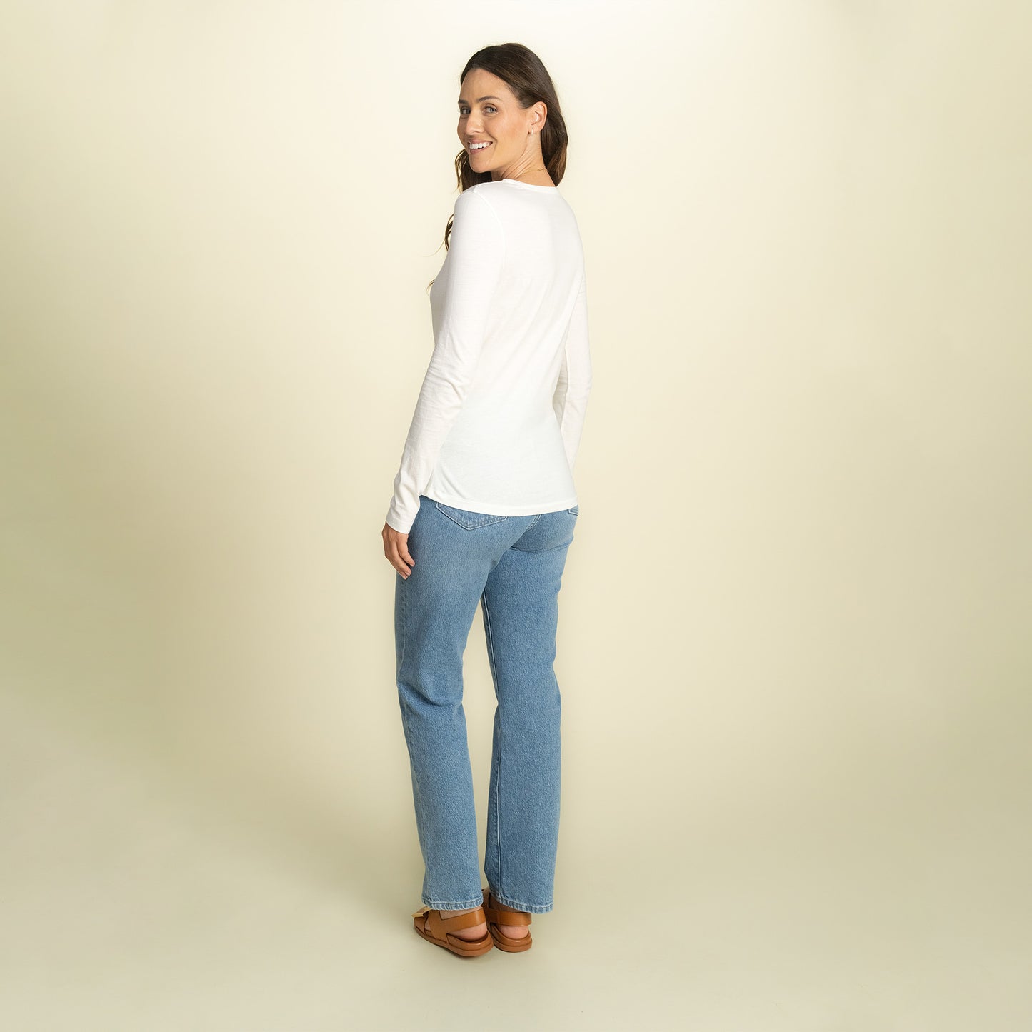found. Women's Organic Cotton  Long Sleeve Fitted Crew