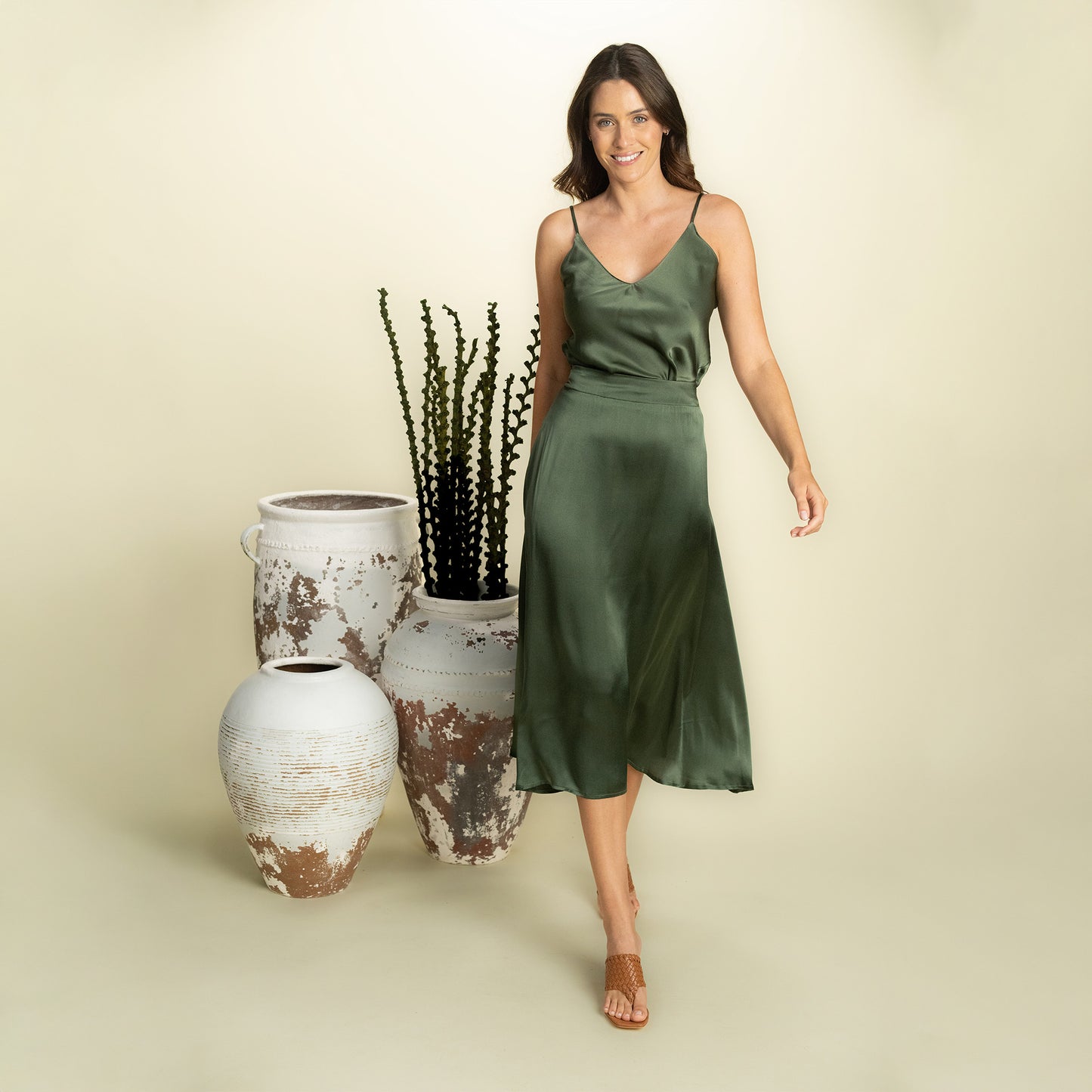 The Simonetta Solid Silk Skirt