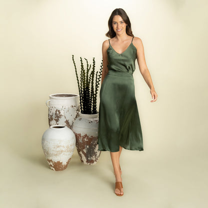 The Simonetta Solid Silk Skirt