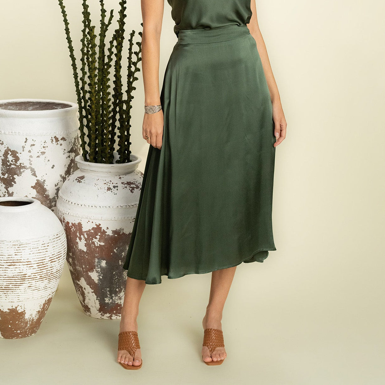 The Simonetta Solid Silk Skirt