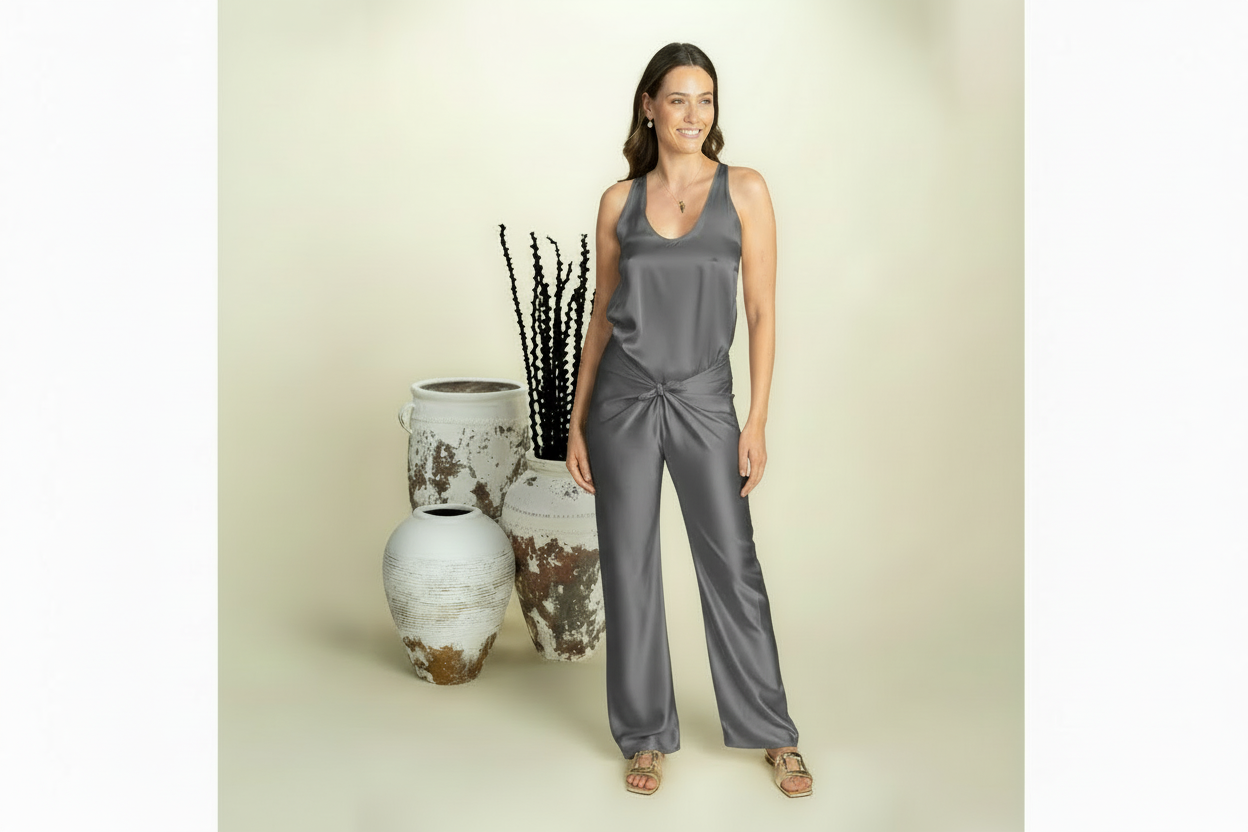 Parrero Silk Pant Solid Color