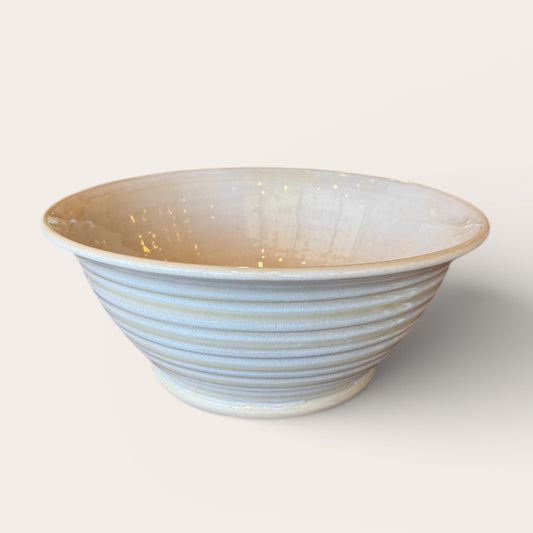 ap pottery ribbed iridescent serving bowl