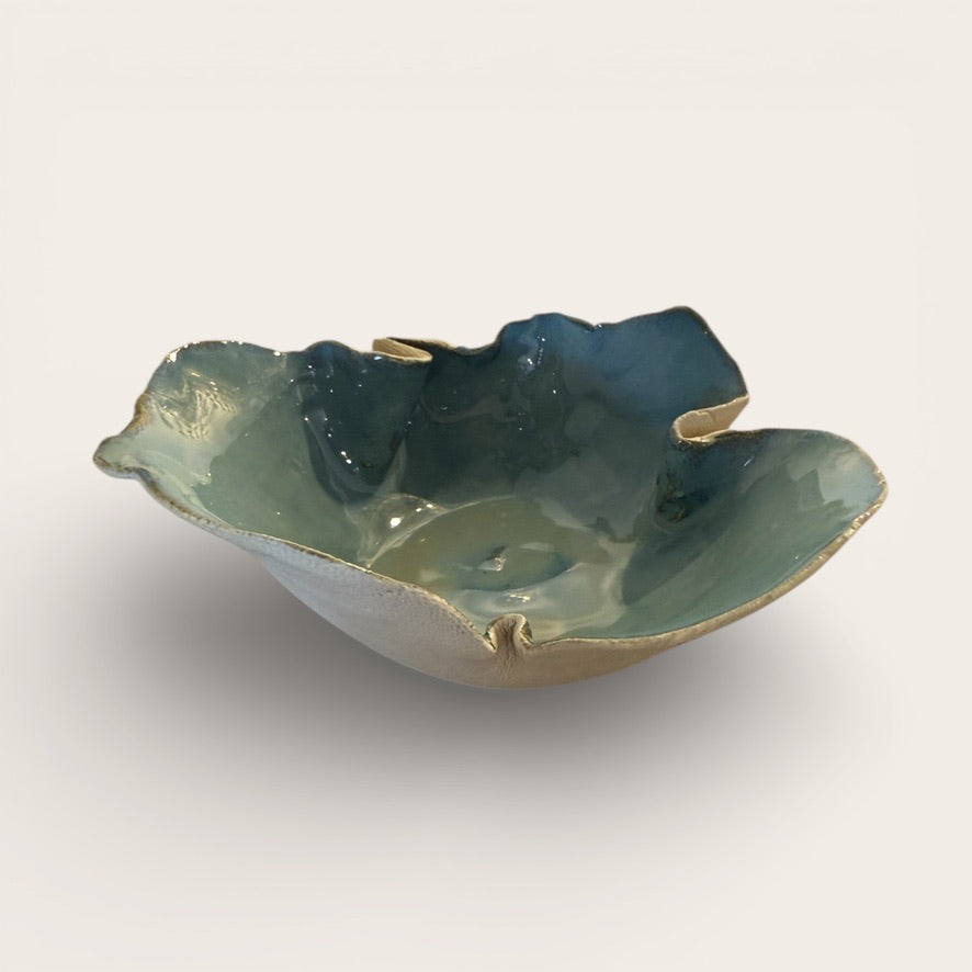 ap pottery blue free form dish