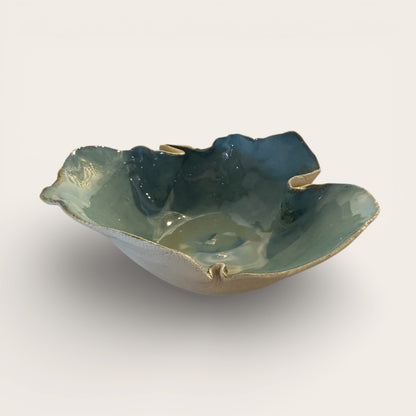 ap pottery blue free form dish