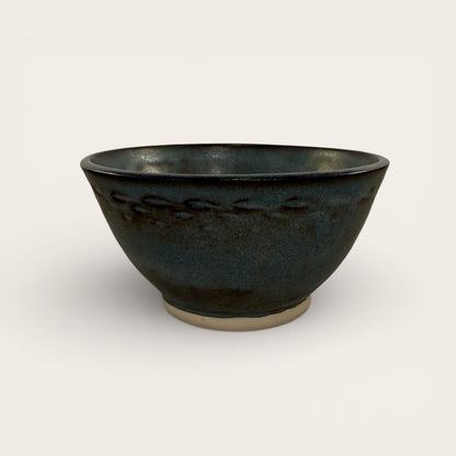 ap pottery engraved blue stone matte bowl