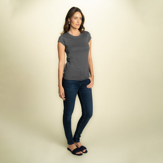 found. Women's Organic Cotton Short Sleeve Fitted Crew Tee