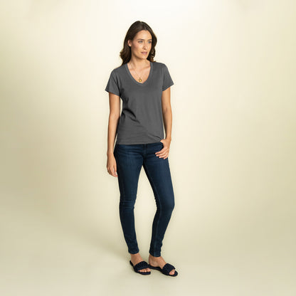 found. Women's Organic Cotton Short Sleeve Relaxed V-neck Tee