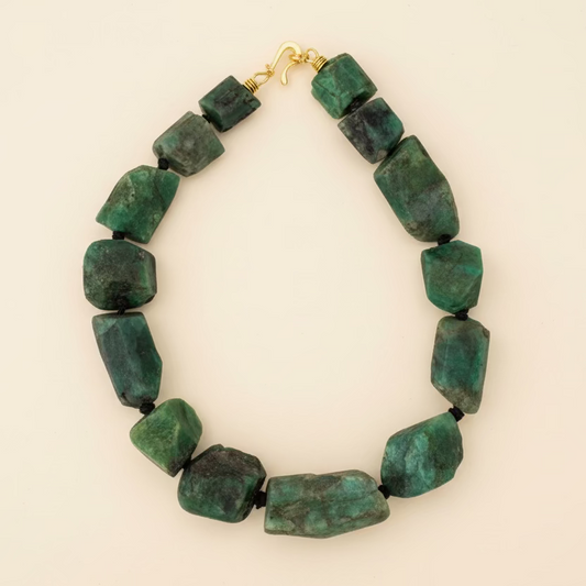 Seed Palm Beach Raw Emerald Gemstone Necklace