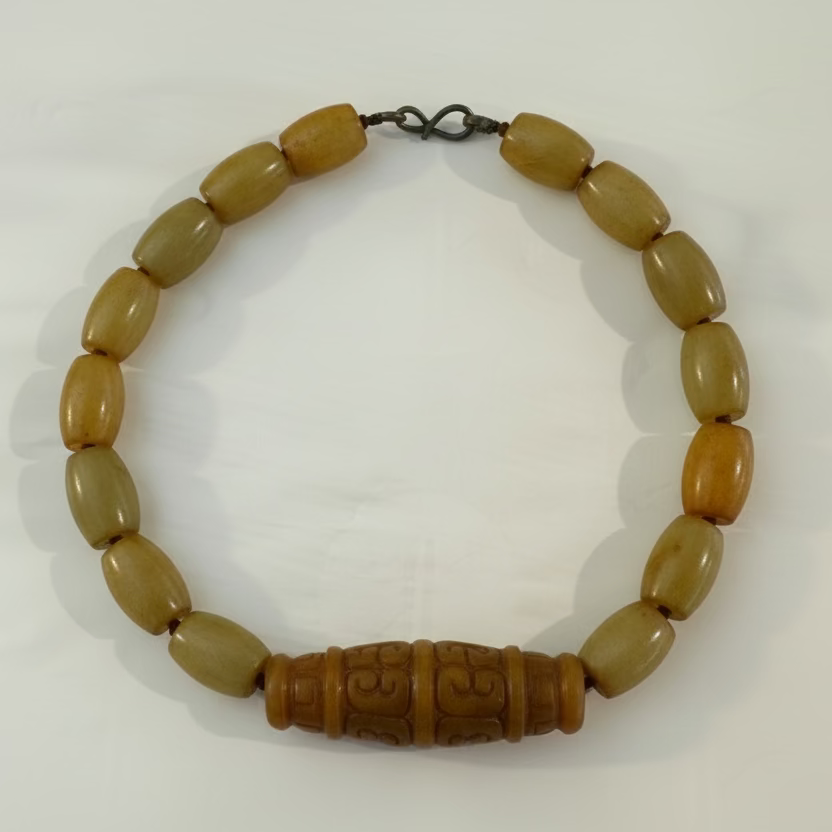 Seed Palm Beach Olive Opal and Yellow Jade Scroll Pendant Necklace