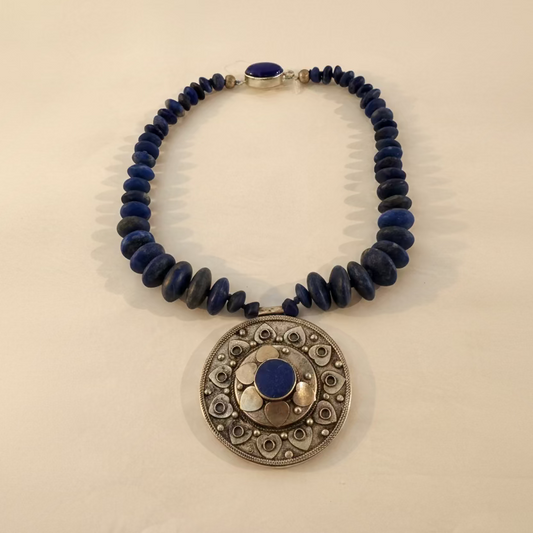 Seed Palm Beach antique saucer Lapis Lazuli Necklace
