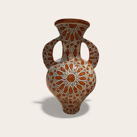 Morroccan Hand Painted Oil Jar Starburst Design