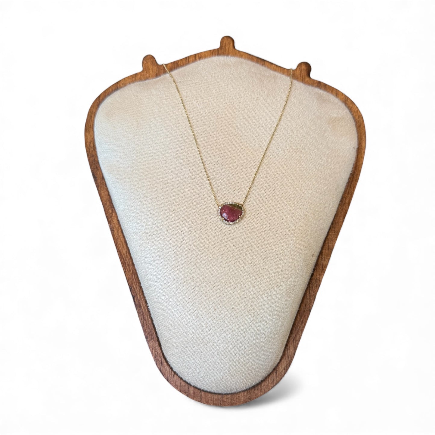 found. Watermelon Tourmaline Pendant Necklace