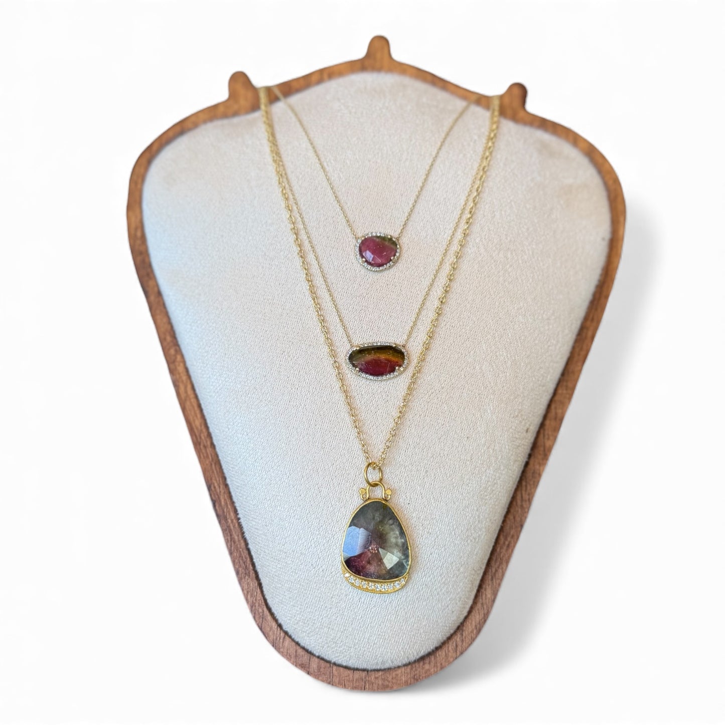 found. Watermelon Tourmaline Pendant Necklace