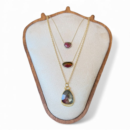 found. Watermelon Tourmaline Pendant Necklace