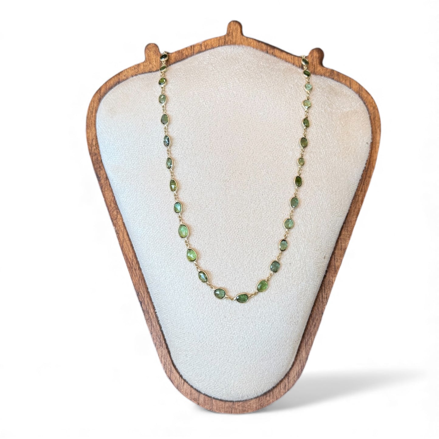 found. Green Tourmaline By-The-Yard Polished Gold Necklace