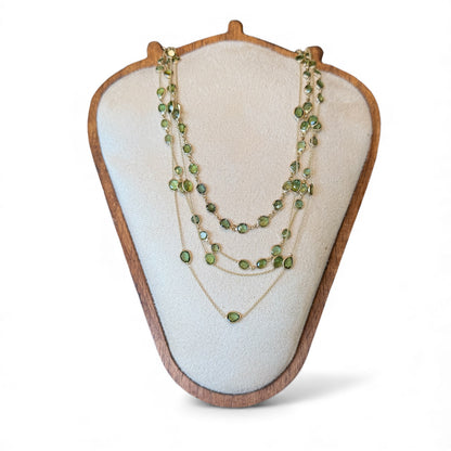 found. Green Tourmaline By-The-Yard Polished Gold Necklace