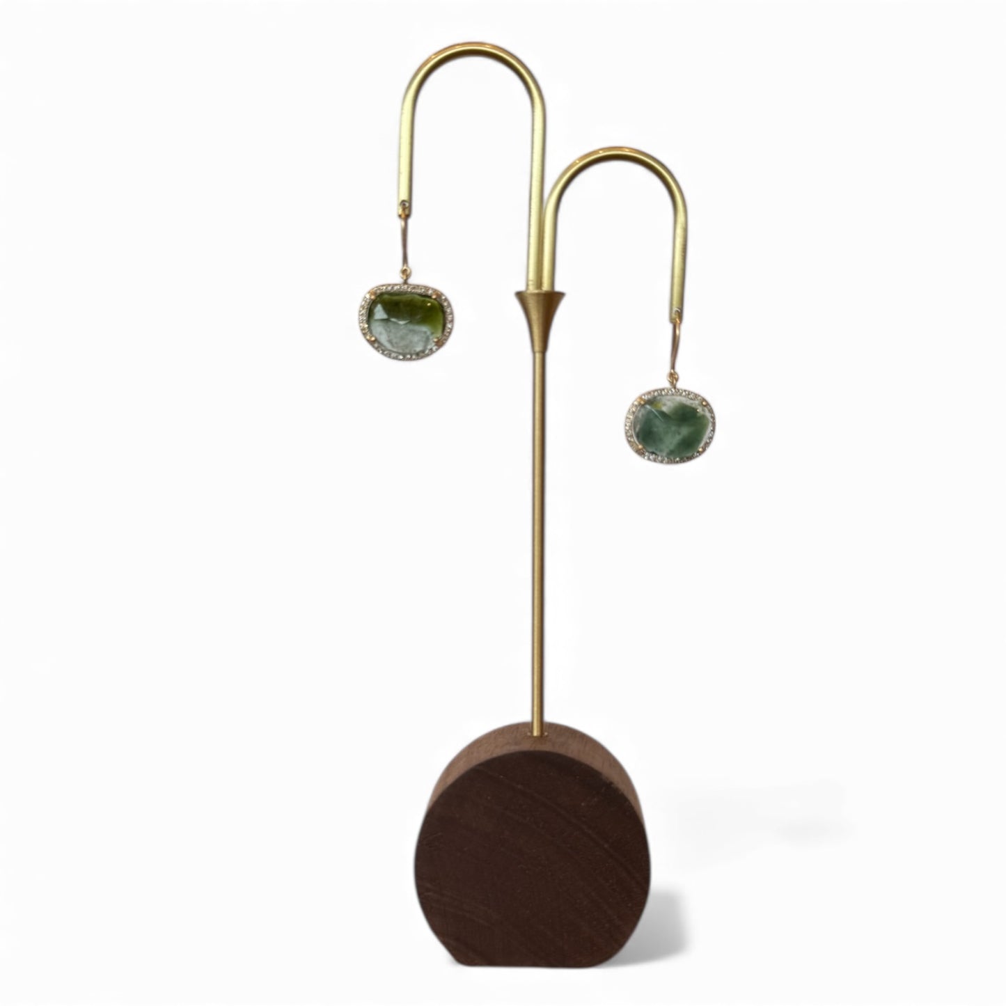 found. Green Tourmaline & Diamond Halo Earrings