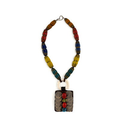 Seed Palm Beach Antique Rare Mosaic Glass Necklace