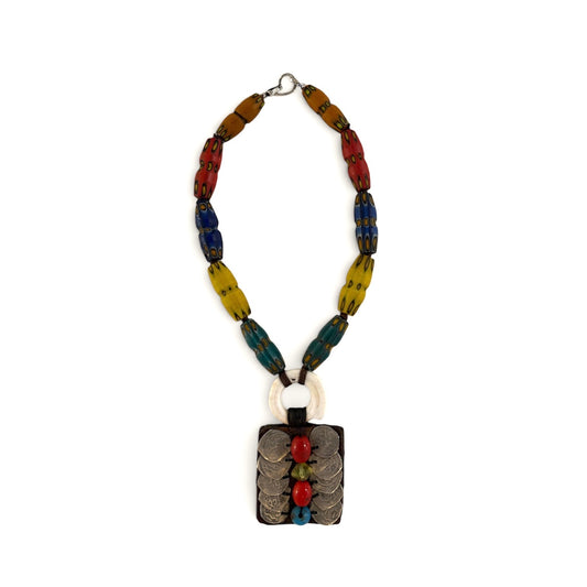 Seed Palm Beach Antique Rare Mosaic Glass Necklace