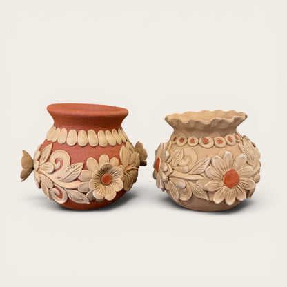 Oaxacan Hand-Built Clay Flower Pots
