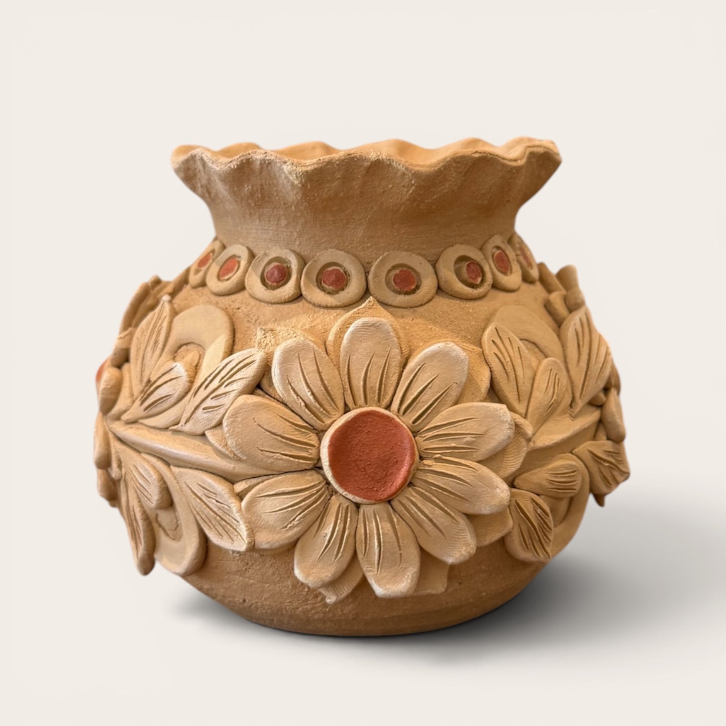 Oaxacan Hand-Built Clay Flower Pots
