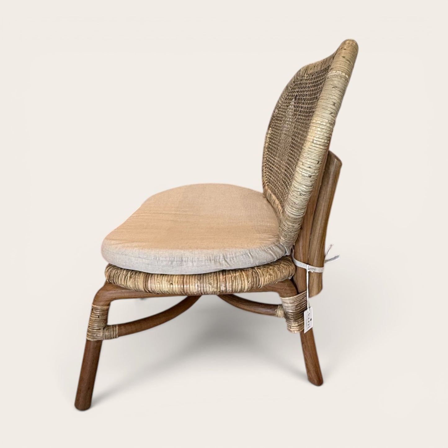 Low-Slung Rattan Chair Hand Made