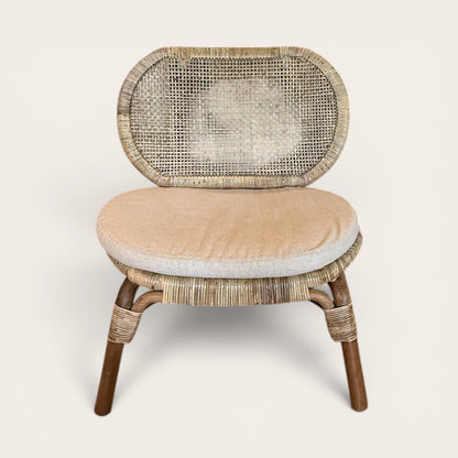 Low-Slung Rattan Chair Hand Made
