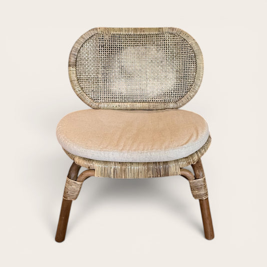 Low-Slung Rattan Chair Hand Made