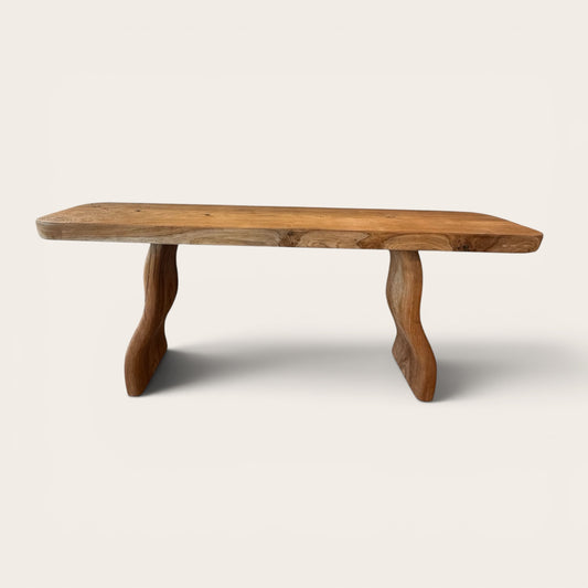 Teak Curved Leg Console Table