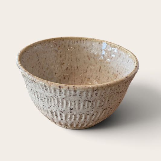 ap pottery white speckled bowl