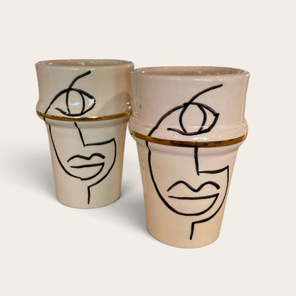 Hand Painted Gold Accent Morroccan Cups
