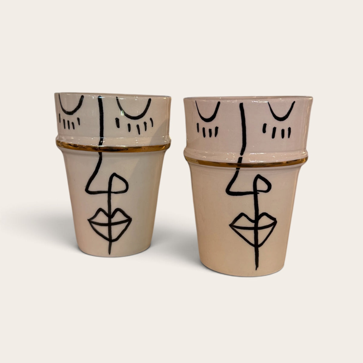 Hand Painted Gold Accent Morroccan Cups