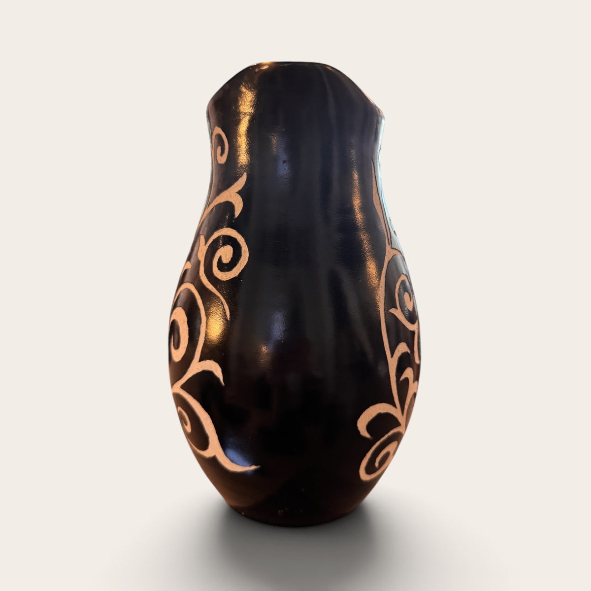 Hand Chiseled Moroccan Pitcher - Black/ White