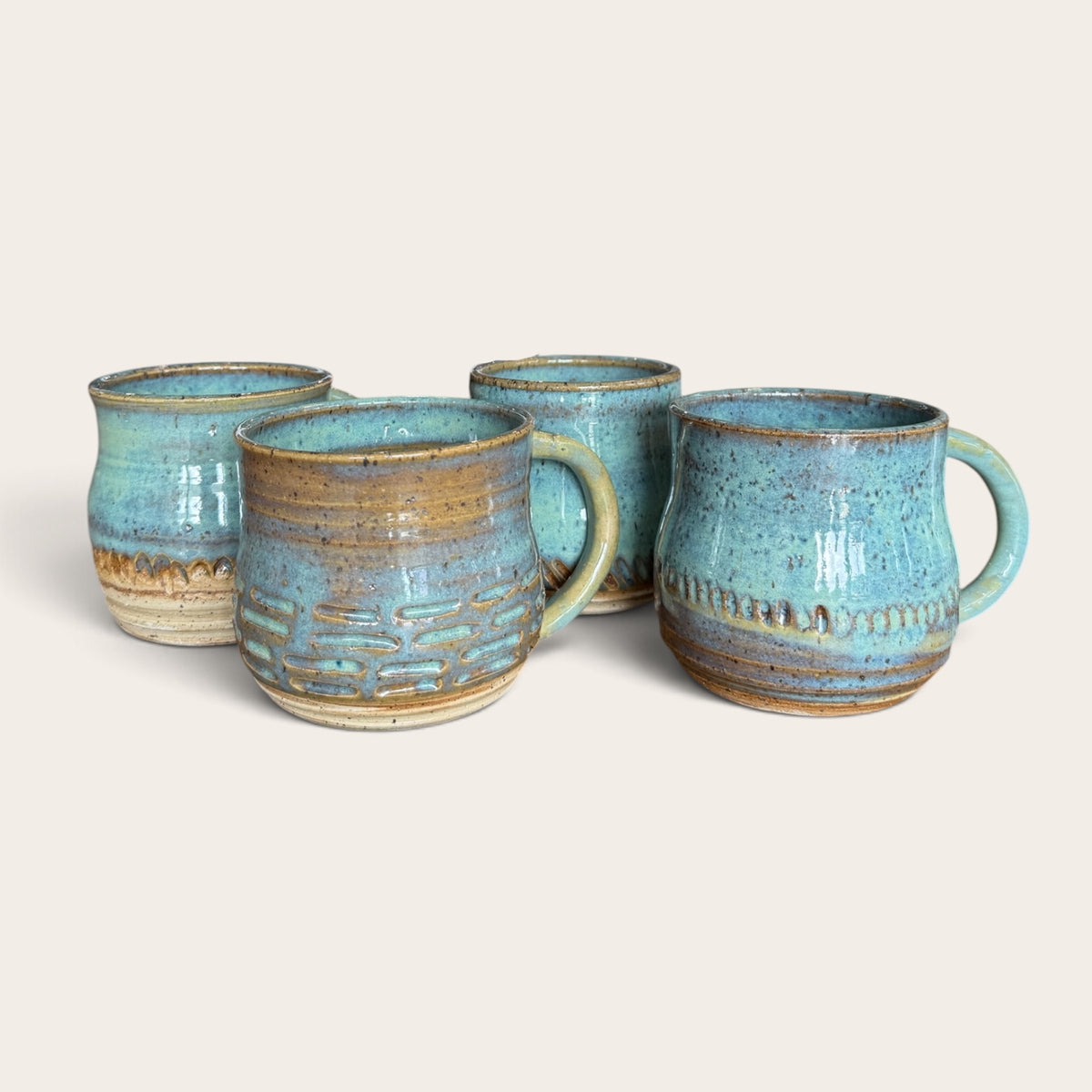 ap pottery turquoise mugs