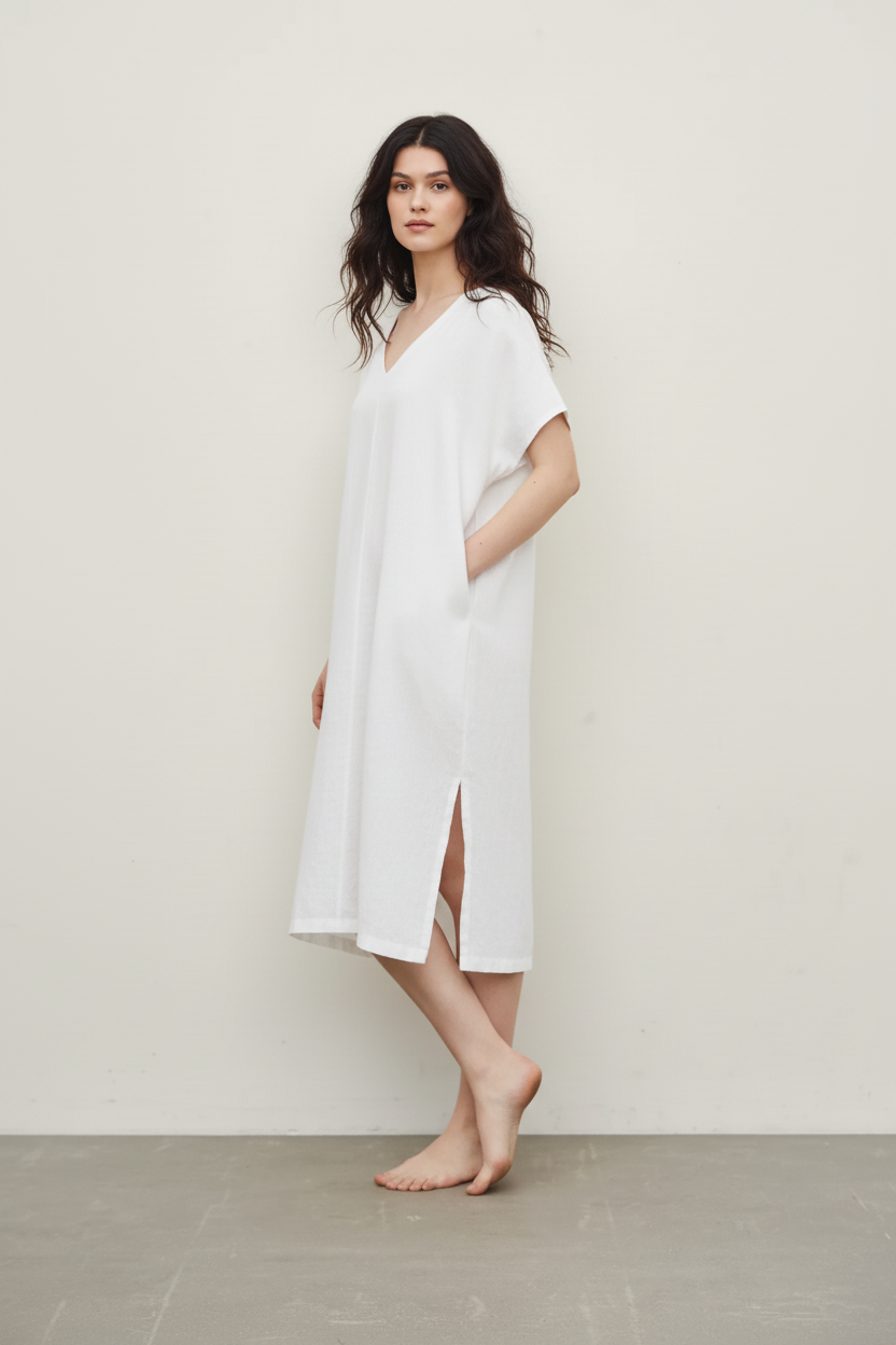 Cecilie Organic Cotton and Linen Kaftan
