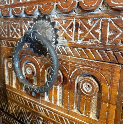 Moroccon Antique Carved Wood Hutch
